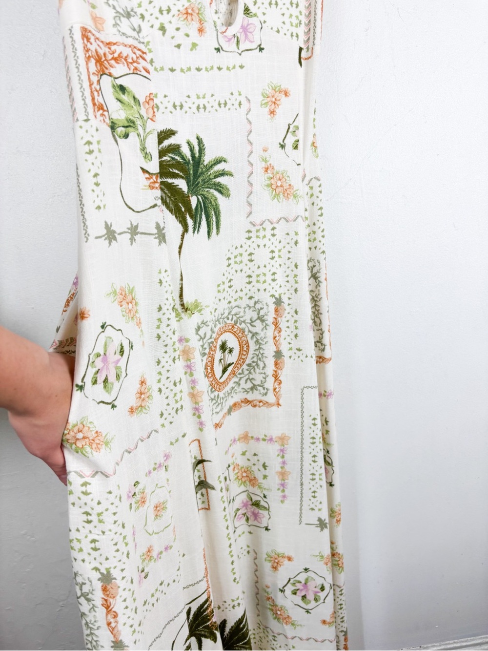 NWT Paper Heart Australia Tropical Print Linen Blend Maxi Dress Sz M - Picture 6 of 7